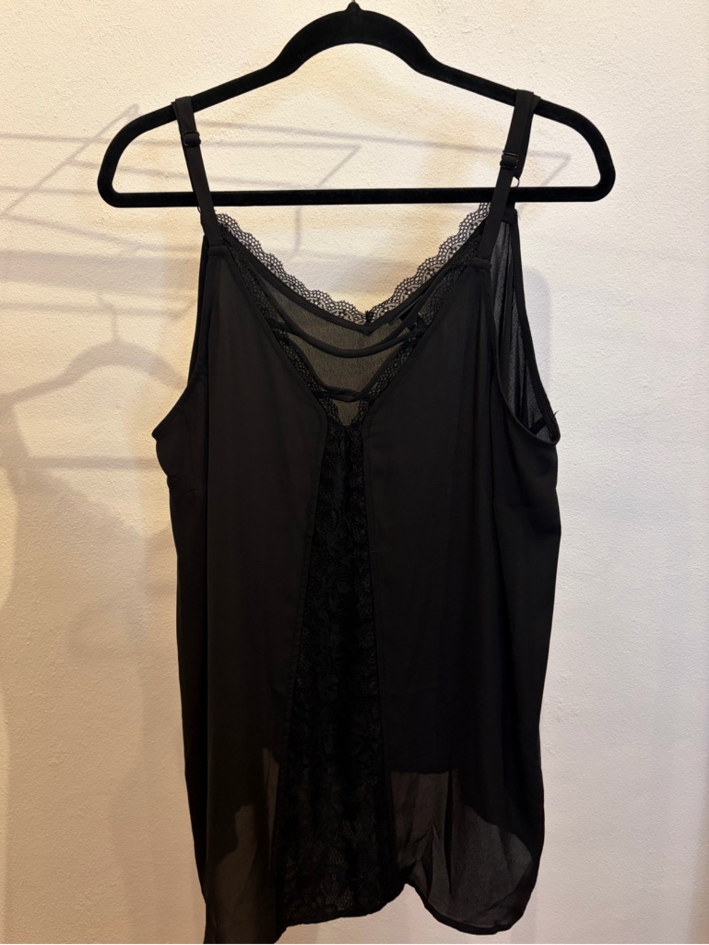 torrid Black Lace Trim Sheer Camisole